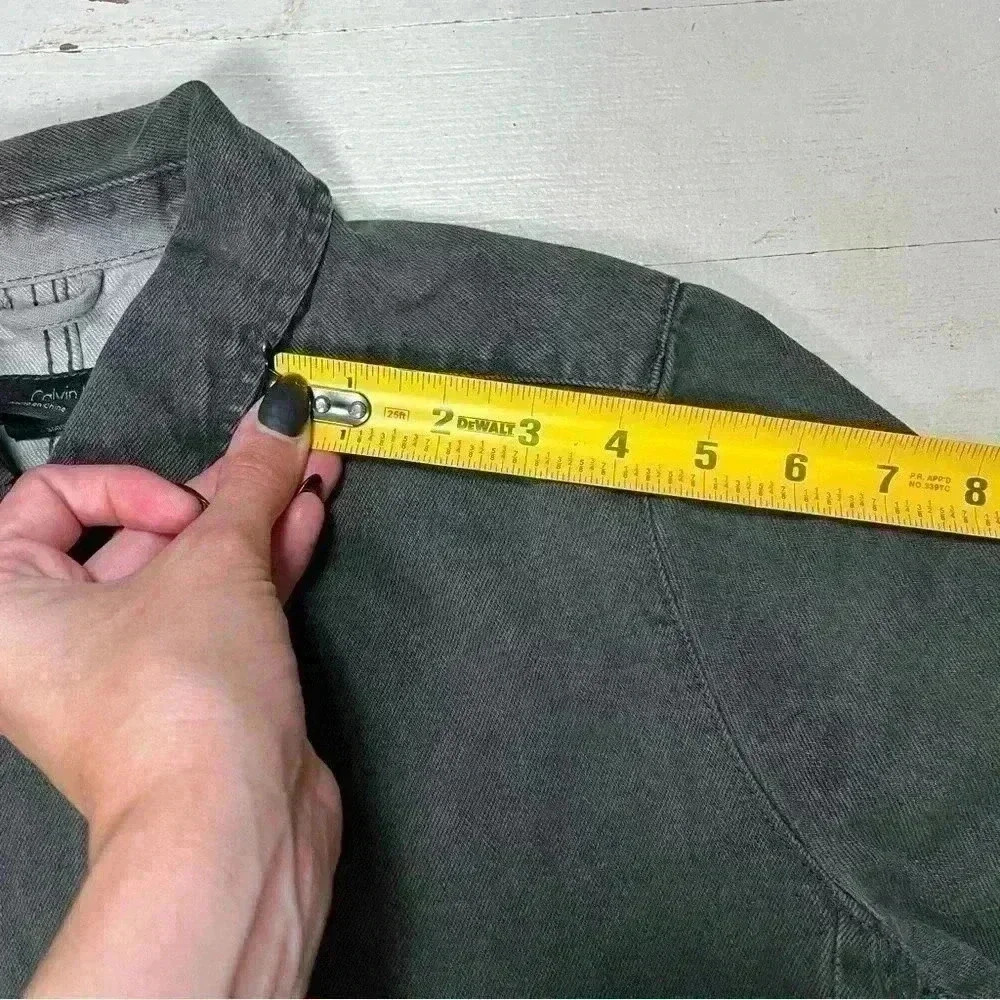 Vintage Calvin Klein Black Wash Denim Biker Style Jacket Women’s Size Small - Picture 9 of 12